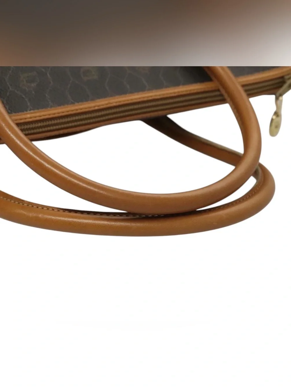 ✨🛍️ Christian Dior Vintage Black Honeycomb Coated Canvas & Brown Leather Handbag - Picture 5 of 8
